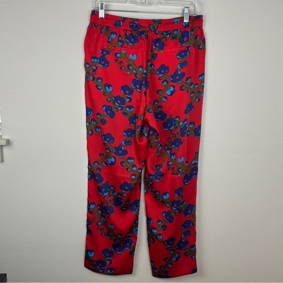 J.CREW Collection Red Lattice Floral Drapey Pull-On Pants - Picture 3 of 6
